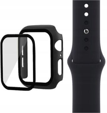 shumee GUMIJAST PAŠČEK, STEKLENI PAŠČEK IN OVITEK 3-V-1 ZA APPLE WATCH 4 5 6 SE ČRNEGA 40 MM