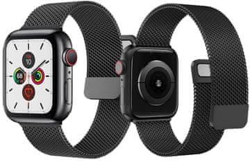 shumee PASEK ZA APPLE WATCH 3/4/5/6/7/8/9/SE ZAPESTNICA IZ JEKLA 42/44 MM ČRNA