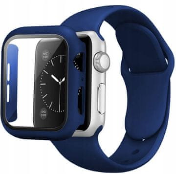 shumee PAŠČEK GUMIJASTO OVITEK STEKLENI PAŠČEK IN OVITEK 3-V-1 APPLE WATCH 4 5 6 SE MODRA 40 MM