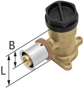 shumee Medeninasti stenski komolec z ušesi GW ultraPRESS - 20 Rp1/2"" L = 41 mm