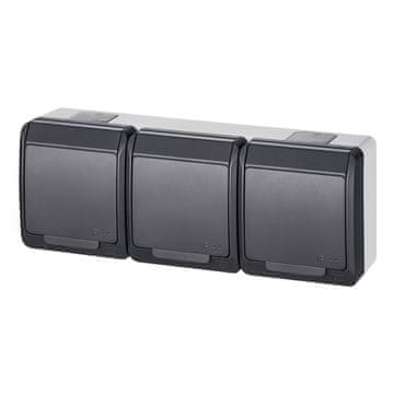 shumee Trojna vtičnica z ozemljitvijo, siva/antracitna IP44 HERMES