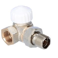 shumee Termostatski ventil V-exakt II DN15 ponikljan, bela kapa, kotni, za montažo na levo stran radiatorja, s prednastavitvijo