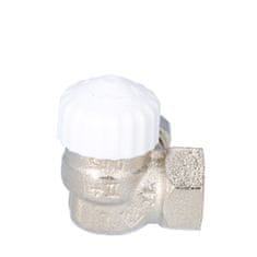 shumee Termostatski ventil V-exakt II DN15 ponikljan, bela kapa, kotni, za montažo na levo stran radiatorja, s prednastavitvijo