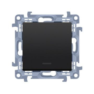 shumee Enopolno stikalo z LED osvetlitvijo (modul) 10AX, 250V~, vijačni priključki, mat črna, SIMON10