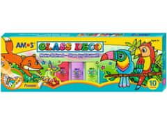 AMOS Komplet barv za vitraž AMOS Glass Deco, 10 x 22 ml + šablone