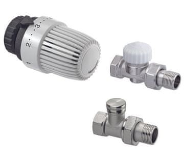 shumee Termostatski komplet za radiatorje s stranskim napajanjem: termična glava S + natančni termični ventil Calypso s prednastavitvijo + zaporni ventil za radiator