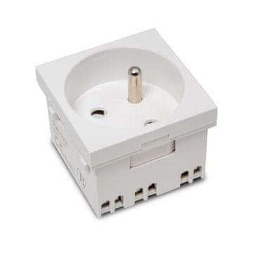em 230V modularna vtičnica z ozemljitvijo, enopolna, standardna 45x45, bela