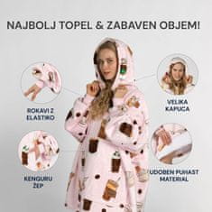 Svilanit hoodie odeja z rokavi, 100 % poliester, Coffee Hour