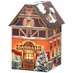 Basilur BASILUR Božična koča Črni listni čaj z modrodojko in pridihom marcipanov v kovinski darilni škatlici x1