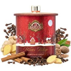 Basilur BASILUR Božična noč BOŽIČ črni LISKOV listni čaj, cimet, klinčki, ingver, v kovinski DARILNI PLOČEVINKI 100 g