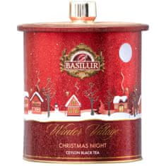 Basilur BASILUR Božična noč BOŽIČ črni LISKOV listni čaj, cimet, klinčki, ingver, v kovinski DARILNI PLOČEVINKI 100 g