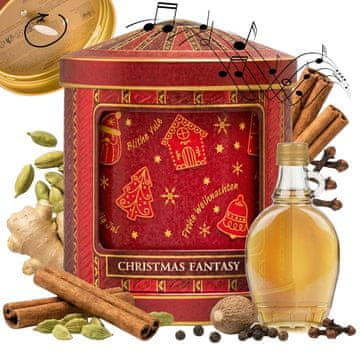 Basilur BASILUR Christmas Fantasy Božič, črni začinjeni listni čaj, kovinska škatlica z glasbeno skrinjico, darilna škatlica 75 g
