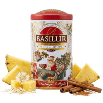 Basilur BASILUR White Christmas Praznični črni listni čaj, sadno-začinjen, v kovinski darilni škatlici 100 g
