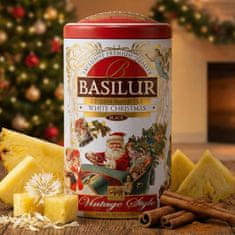 Basilur BASILUR White Christmas Praznični črni listni čaj, sadno-začinjen, v kovinski darilni škatlici 100 g