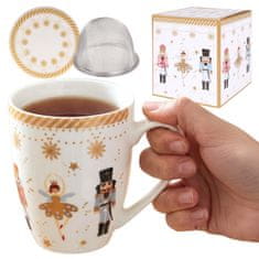 Basilur CHRISTMAS BALLERINA Čajni servis: porcelanska skodelica 360 ml s čajni filter in pokrovom ZA ZELIŠČA, BOŽIČNO DARILO