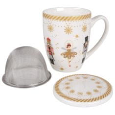 Basilur CHRISTMAS BALLERINA Čajni servis: porcelanska skodelica 360 ml s čajni filter in pokrovom ZA ZELIŠČA, BOŽIČNO DARILO