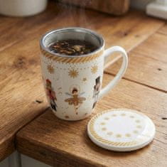 Basilur CHRISTMAS BALLERINA Čajni servis: porcelanska skodelica 360 ml s čajni filter in pokrovom ZA ZELIŠČA, BOŽIČNO DARILO