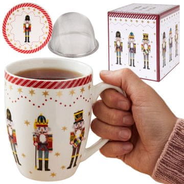 Basilur CHRISTMAS NUTCRACKER Čajni servis: porcelanska skodelica 360 ml s čajni filter in pokrovom ZA ZELIŠČA, BOŽIČNO DARILO