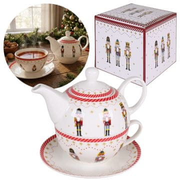 Basilur CHRISTMAS NUTCRACKER Čajni servis: porcelanska skodelica 300 ml s čajnikom 450 ml in podstavkom ZA ZELIŠČA, BOŽIČNO DARILO