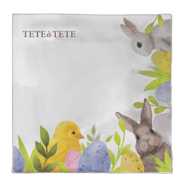 shumee Tete a Tete Zajčji kotni prtički, 3-slojni, 33x33 cm, prepognjeni na 1/4, 20 kosov v paketu