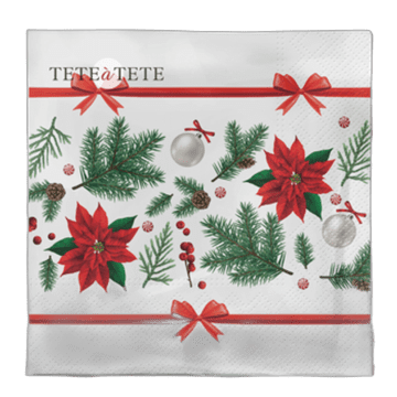 shumee Tete a Tete Praznični prtički z božično zvezdo, 3-slojni, 33x33cm, prepognjeni do 1/4, 20 kosov v paketu