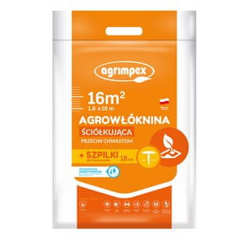 shumee Agrotekstil za mulčenje Agrimpex s tehnologijo Agro-Marina - 1,6x10m z vključenimi zatiči -