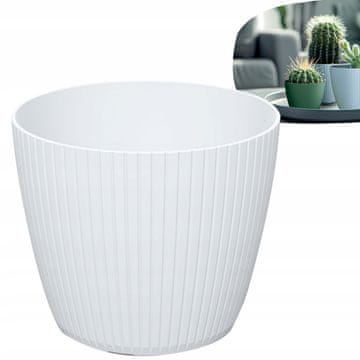 shumee BEL lonček za rože 18cm SNEŽNO BEL POKROV Z ŽLEBAMI POLJSKI IZDELEK LEP