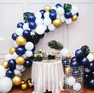 shumee KOMPLET GIRLAND BALONOV NAVY BLUE GOLD CONFETTI WHITE ZA ROJSTNODNEVNO ZABAVO