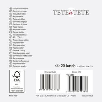 shumee Tete a Tete prtički, rdeči prtički z okrasnimi kroglicami, Tete a Tete prtički, 3-slojni, 33x33cm, prepognjeni do 1/4, 20 kosov v paketu