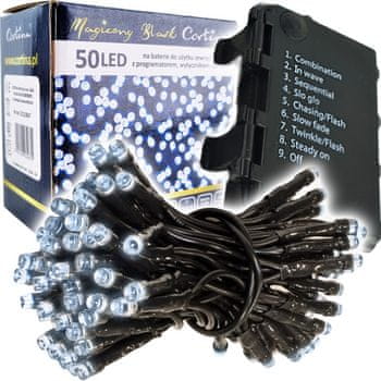 shumee 50 LED svetilk s programatorjem + časovnikom, na baterije, IP44, hladno bela