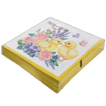 shumee Tete a Tete prtički Chicks and Flowers, 3-slojni, 33x33cm, prepognjeni do 1/4, 20 kosov v pakiranju