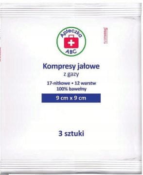 shumee Sterilne gaze za obkladke, 17 niti, 12 palcev, 9 x 9 cm, 3 kosi.