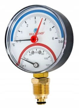 shumee TERMOMANE MANOMETER 1/2 PREMERA 80 MM 0-120 0-6 BAR NAVPIČNI