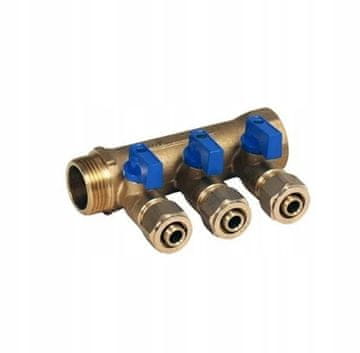 shumee Razdelilnik PEX 16 1X16, 3-krožni, sekcije za hladno vodo in sanitarno vodo, modre barve