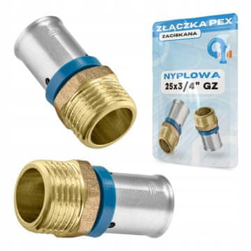 shumee PEX Nipple 25x3/4 moški stiskalni fiting, masivna medenina
