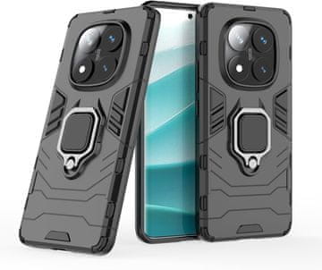 shumee Ovitek Ring Armor za Xiaomi Redmi Note 14 Pro+ Plus 5G črn