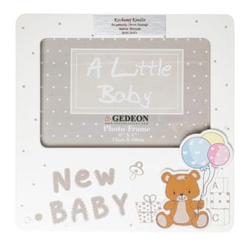 shumee Lesen okvir za fotografije z medvedkom, bel 10 x 15 z gravuro