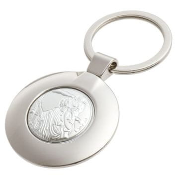 shumee Srebrn obesek za ključe sv. Krištofa, okrogel
