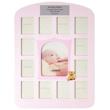 shumee Roza okvir za deklico za 12 fotografij z gravuro