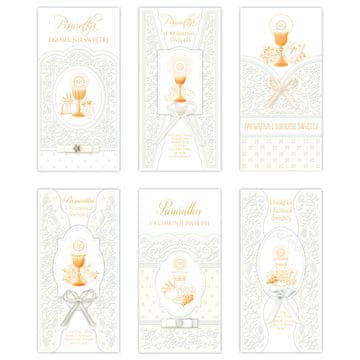 shumee Okrašena voščilnica za prvo sveto obhajilo z zlatimi elementi