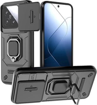 shumee Ovitek Slide Ring Armor za Xiaomi 14 Pro črn