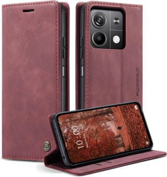 shumee CaseMe preklopna torbica iz PU usnja za Xiaomi Redmi Note 13 5G, bordo