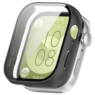 shumee Etui 2v1 s kaljenim steklom za Huawei Watch Fit 3, črn