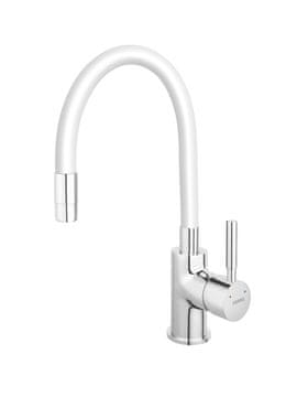 shumee Pipa za kuhinjsko korito Zumba, bel fleksibilen izliv, krom