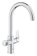 shumee Grohe Blue Pure BauCurve filtrirna pipa s 150° vrtljivim izlivom v obliki črke "C", kromirana