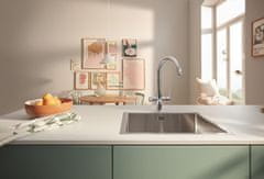 shumee Grohe Blue Pure BauCurve filtrirna pipa s 150° vrtljivim izlivom v obliki črke "C", kromirana