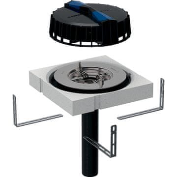 shumee Strešni odtok DN56, za strešne folije ali bitumenske kritine, plastična zaščitna rešetka, horizontalni odtok, zmogljivost 12 l/s (Pluvia)