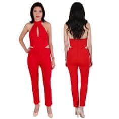sarcia.eu John Zack Ženski RDEČI kombinezon z izrezanim izrezom, PRILEGAN, ELEGANTEN XS
