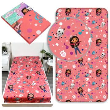 DreamWorks Gabby's Dollhouse Otroška posteljna rjuha, bombažna posteljna rjuha z elastičnim trakom, 100% BOMBAŽ, 90x200cm+25 cm, OEKO-TEX