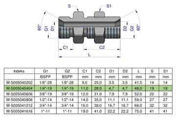 shumee Palčna pregradna hidravlična sklopka BB 1/4"" BSP z protimatico (XSV) Waryński (naprodaj v kompletih po 2)